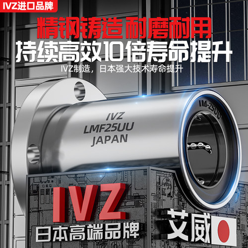 进口圆法兰直线轴承滚珠13滑动LMF6 8 10 12 16 20 25 30 35 40UU - 图0