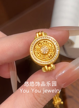 爆闪八宝罗盘表带手链女小表盘时尚百搭镶锆石可旋转罗盘腕带手饰