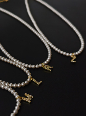 源1000+！现99！经典26字母珍珠项链 你的专属字母 小众出口单