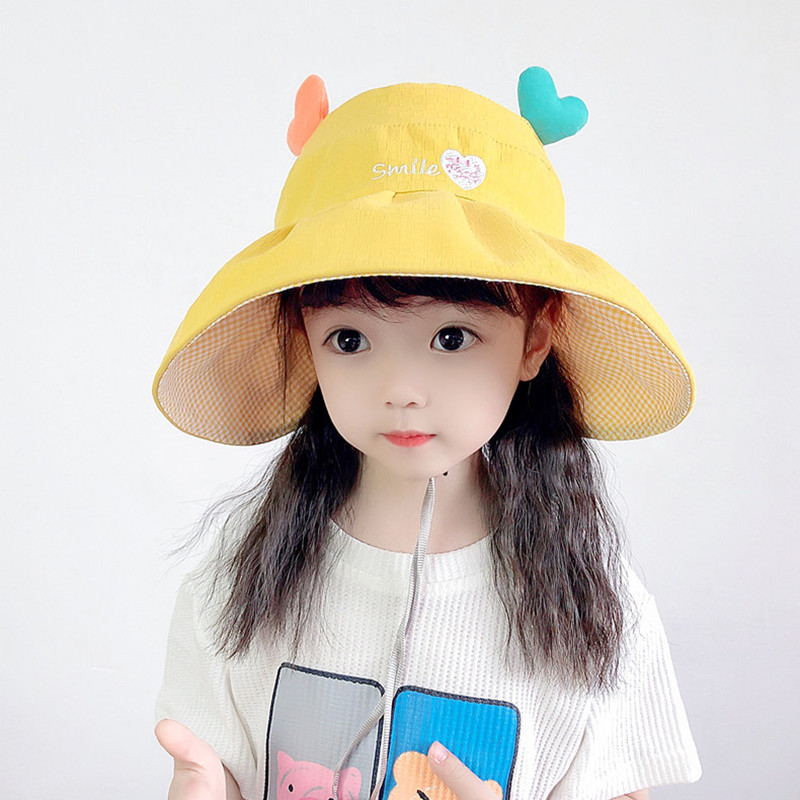 儿童防晒帽大帽檐空顶遮阳帽子男女童夏季薄款防紫外线宝宝太阳帽