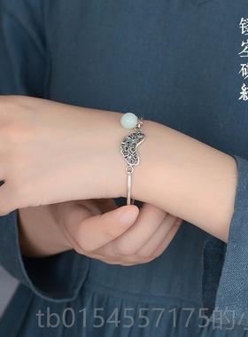 正品云隐s925银手镯和镂空蝴蝶图腾开田口镯子精致纯复古手饰玉女