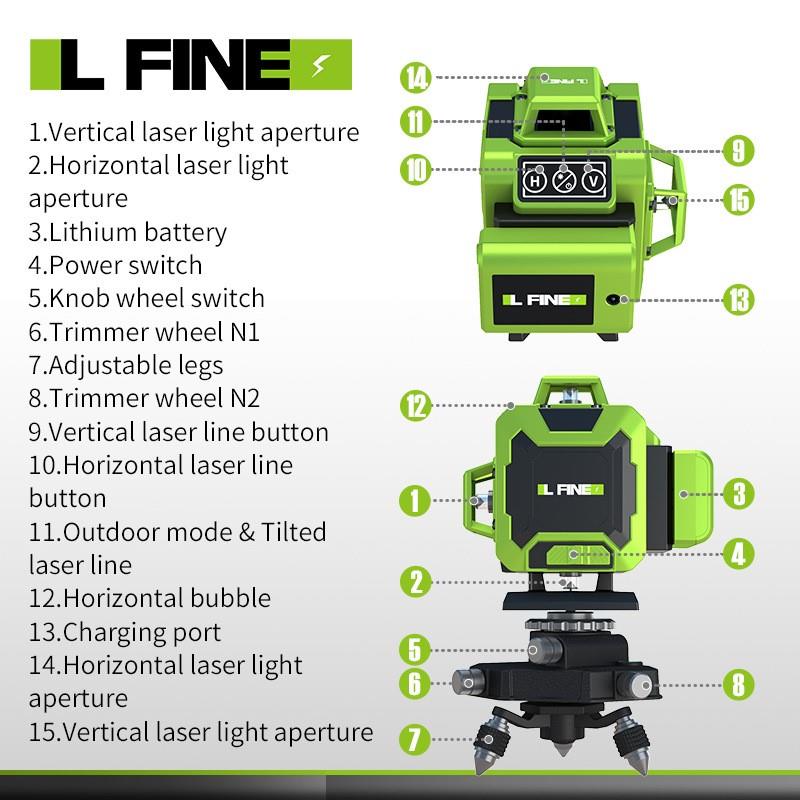 LFINE4D16线3D12线绿光水平仪激光水平仪投线仪Laserlevel-图1