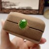 Jasper K gold cabochon ring, 18K gold and exquisitely inlaid with South African real diamonds, spinach green color