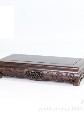 红木实木长方形摆件底座黑紫檀如意摆件木雕工艺品瓷器花瓶底座