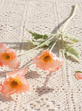 仿真花罂粟花4头小虞美人罂粟假花花卉婚庆家居室内摆件装饰花