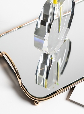 欧风镜面玻璃金色收纳托盘