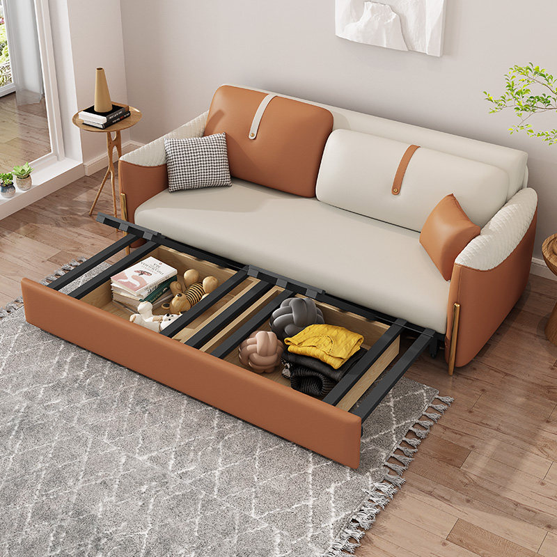 轻奢奶油风科技小户型客厅布沙发床 以梵沙发床