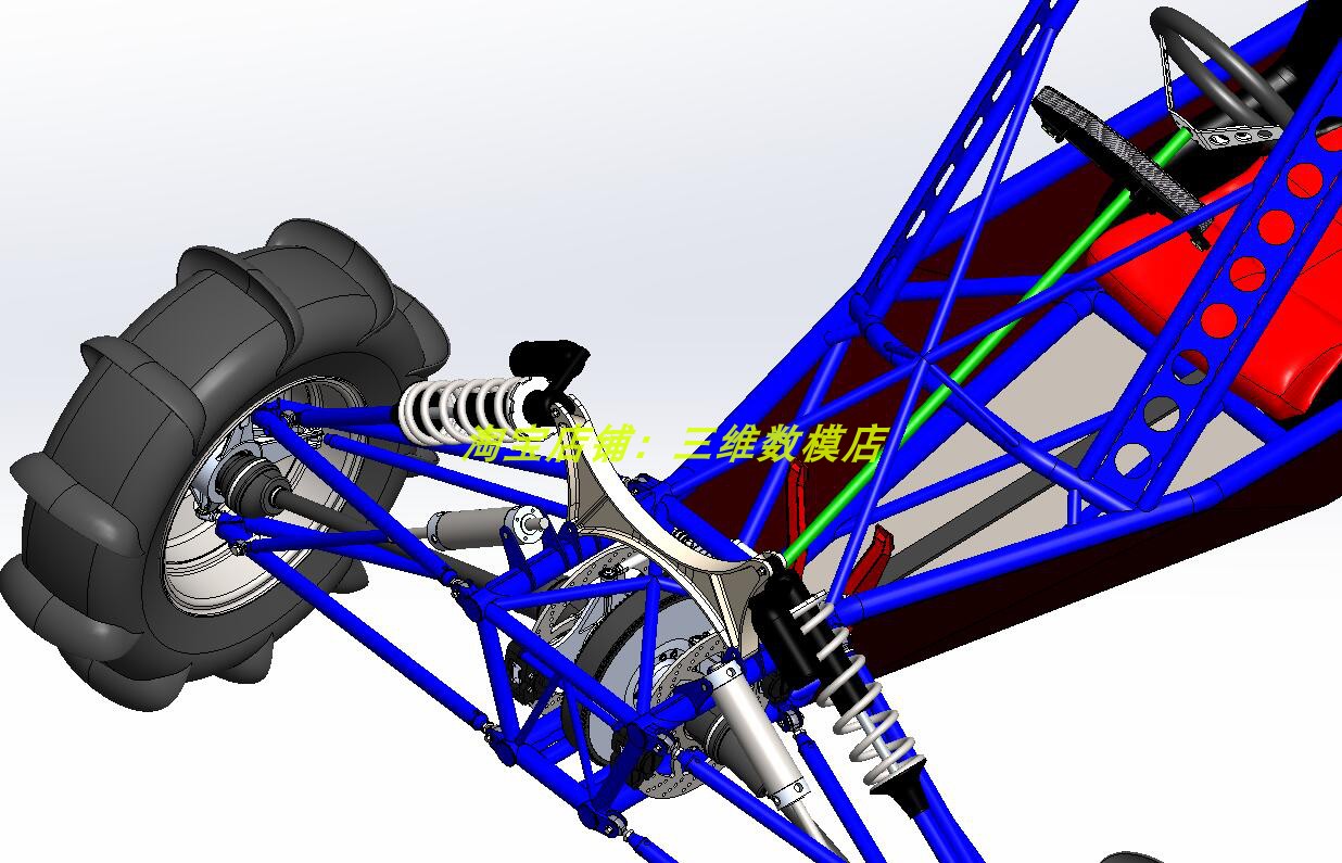 4四轮驱动单座椅沙滩越野车小汽车3D三维几何数模型转向底盘链条 - 图1