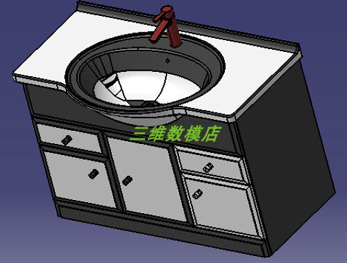 浴室卫生间洗手池洗脸盆柜子Solidworks曲面3D三维几何数模型stp-图2