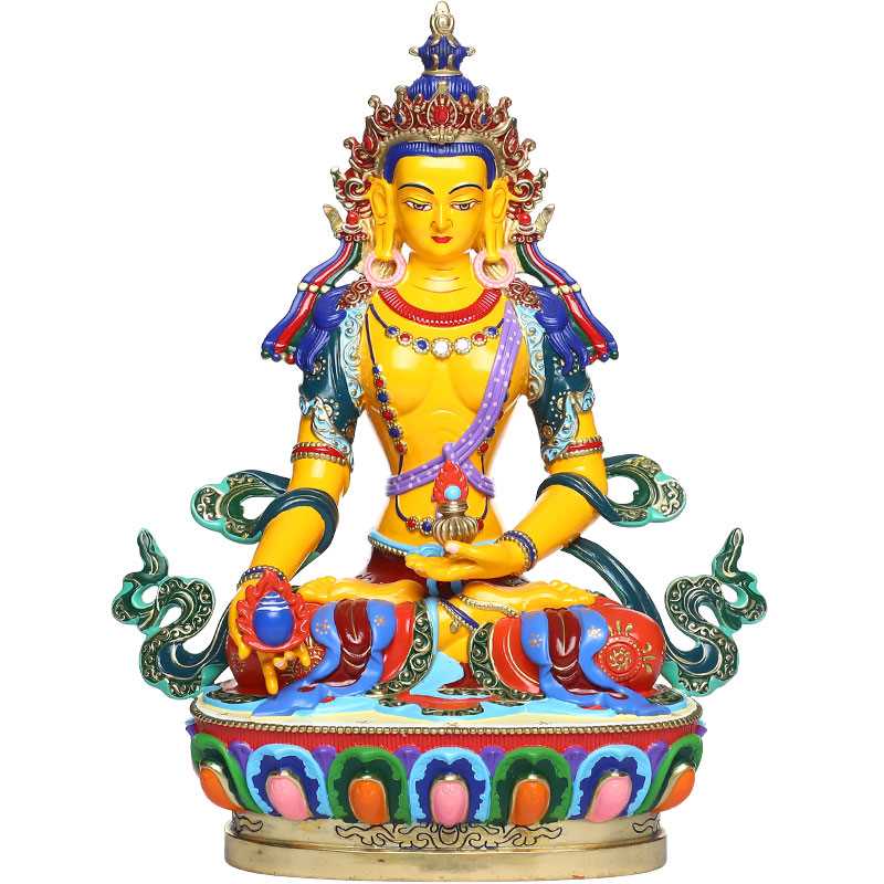 正品地藏王佛像摆件纯铜精工彩绘鎏金雕花藏传密宗供奉地藏王菩萨
