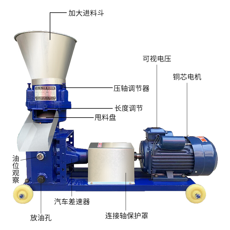 饲料颗粒机小型220v家用鸡鸭鹅牛羊鱼猪大型养殖场三相造粒制粒机