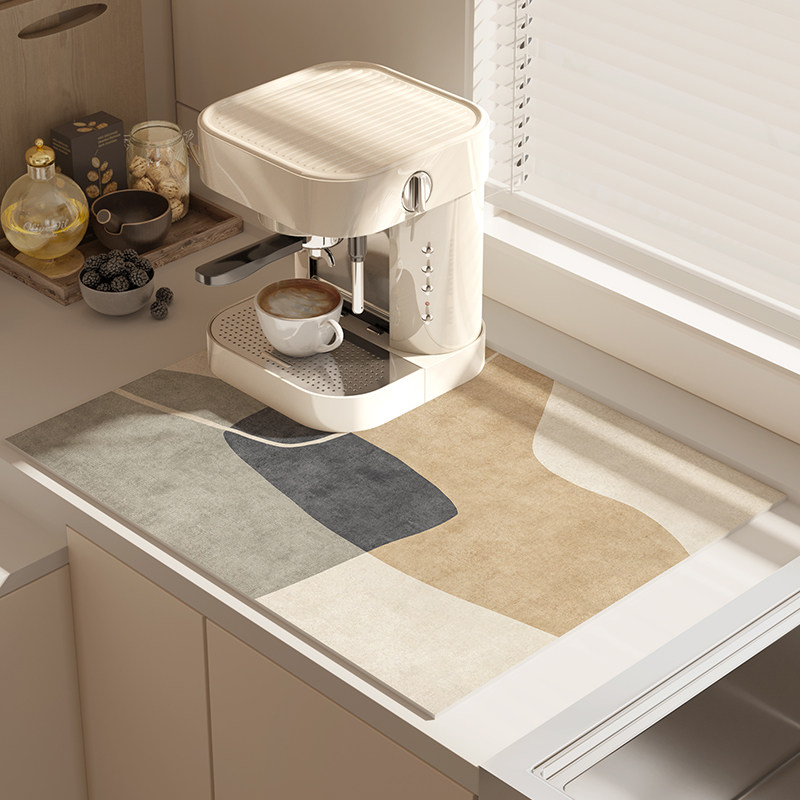 侘寂风咖啡机垫厨房台面沥水垫防滑吸水科技绒软垫吧台杯碗碟垫,淘宝优惠券,粉丝福利购,淘宝优惠卷