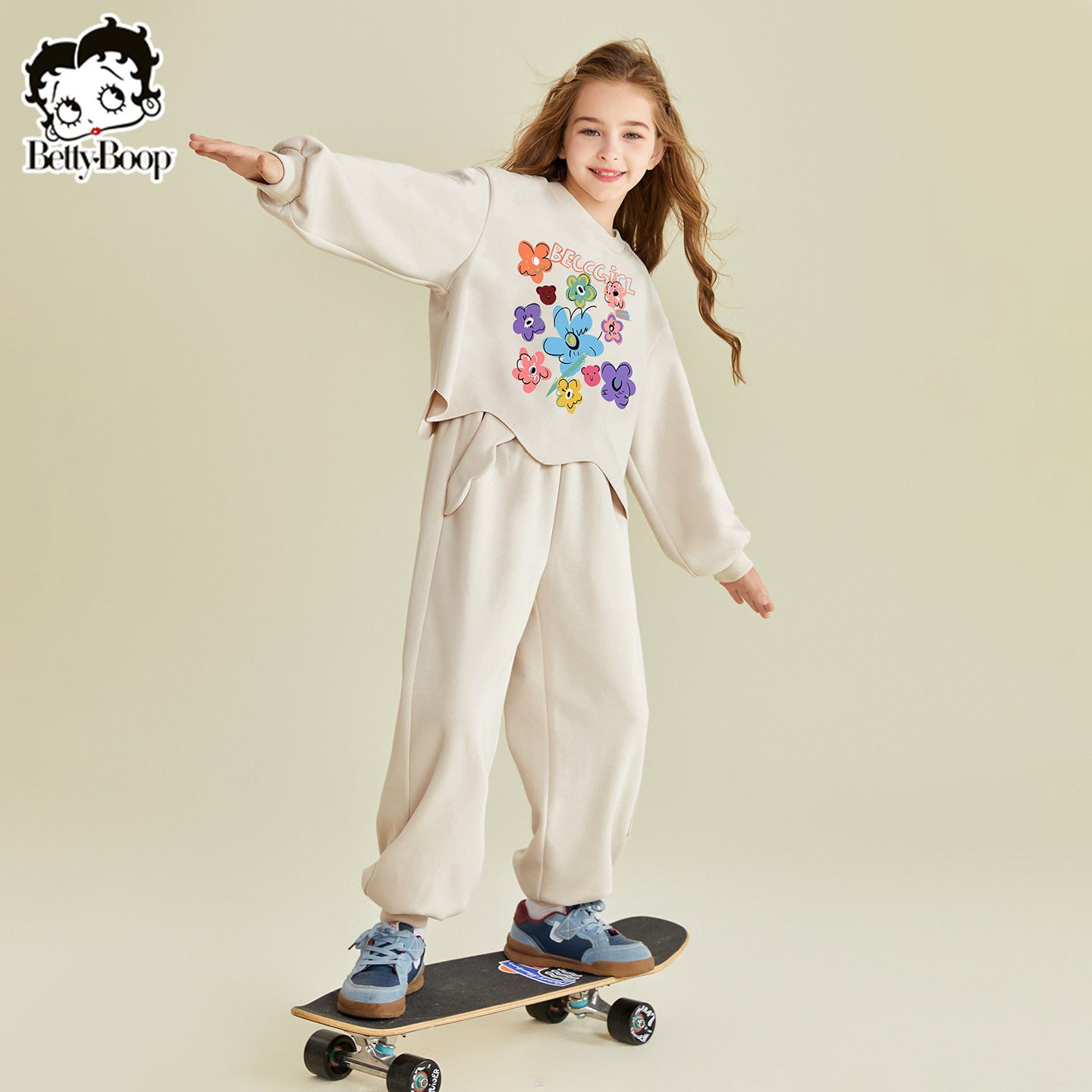 贝蒂女童春季花朵卫衣卫裤套装2026年春款儿童中大童时尚两件套,淘宝优惠券,粉丝福利购,淘宝优惠卷