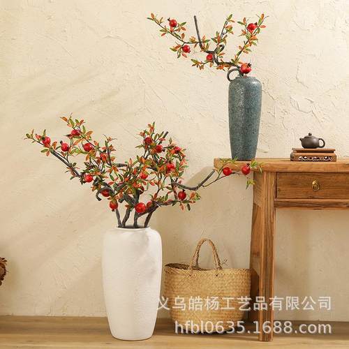 仿真石榴长树枝落地仿真花植物家居装饰客厅假花石榴果子造型树藤 - 图2