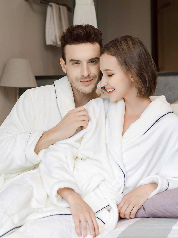 秋冬款法兰绒男士冬季情侣加绒睡袍 秋泓齐木棉睡袍/浴袍