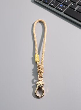 百搭金色银色串珠钥匙扣挂绳闺蜜款花朵挂饰绳手拿包腕带绳手机绳
