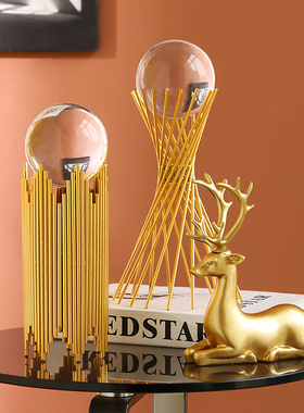 北欧风轻奢高档水晶球摆件现代创意家居客厅玄关电U视柜酒柜装饰