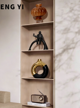轻奢现代书架收纳展示摆件套装