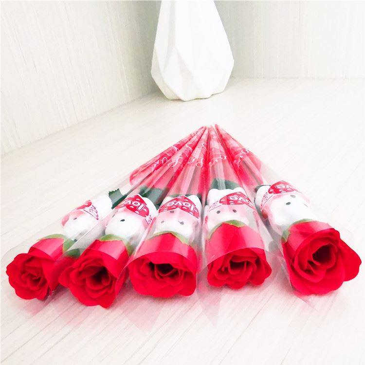 情人节小熊香皂玫瑰肥皂花仿真单支活动小礼物妇女礼品教师节创意