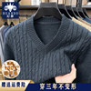 High-end thickened V-neck wool dad warm sweater