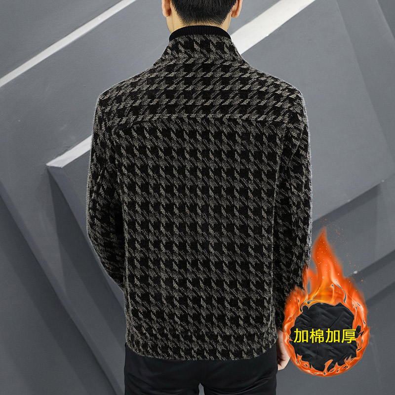 秋冬季金貂绒夹克男士潮流修身加厚加棉外套痞帅休闲短款呢子风衣 - 图2