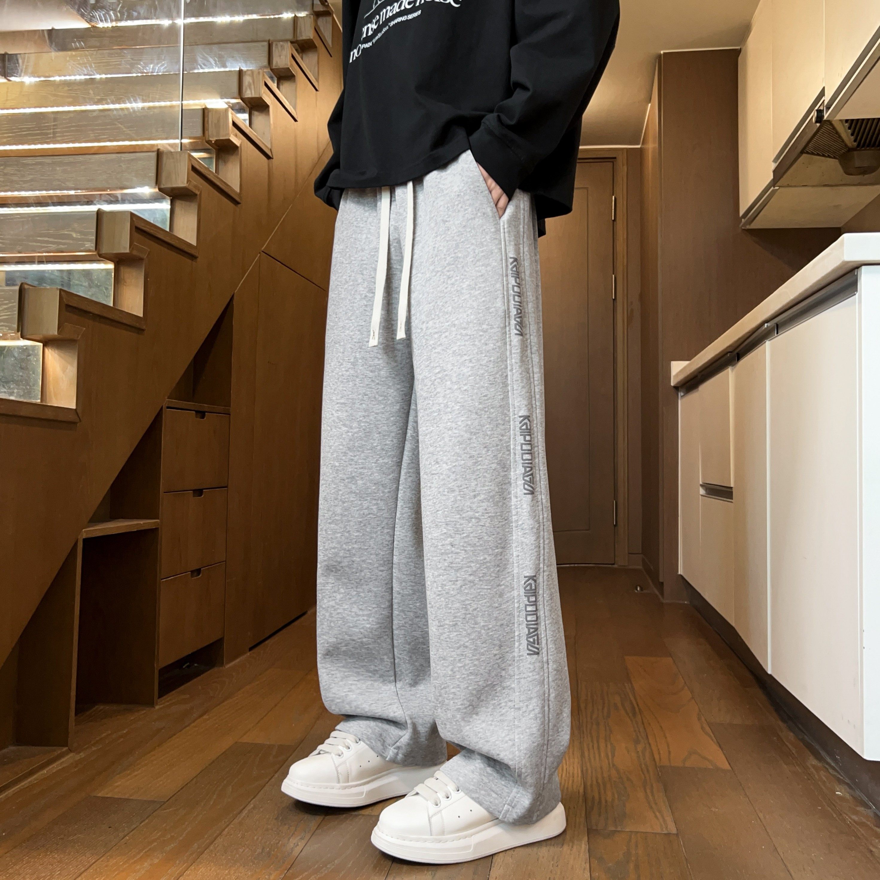 秋冬季休闲长裤子加绒男孩高中初中学生运动裤青少年大童帅气卫裤,淘宝优惠券,粉丝福利购,淘宝优惠卷