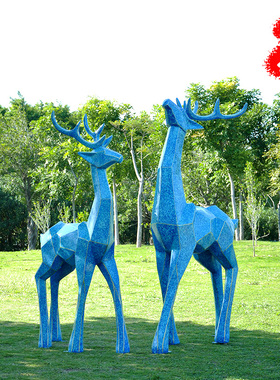 艺家乡园林抽象梅花鹿雕塑