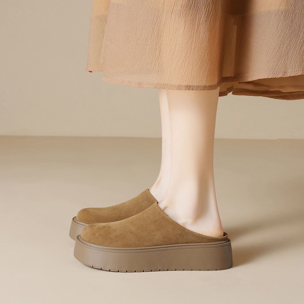 厚底包头拖鞋女2025年夏秋季增高懒人一脚蹬勃肯鞋外穿大码半拖鞋,淘宝优惠券,粉丝福利购,淘宝优惠卷