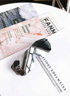 ins超火黄色眼镜长方形一体式无