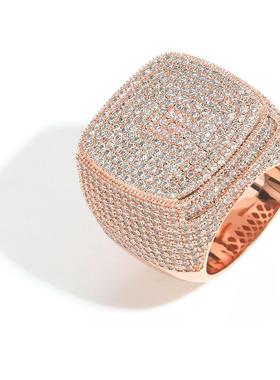 义乌市美飒饰品有限公司男士满钻方形戒指夸张立体微镶锆石嘻哈戒