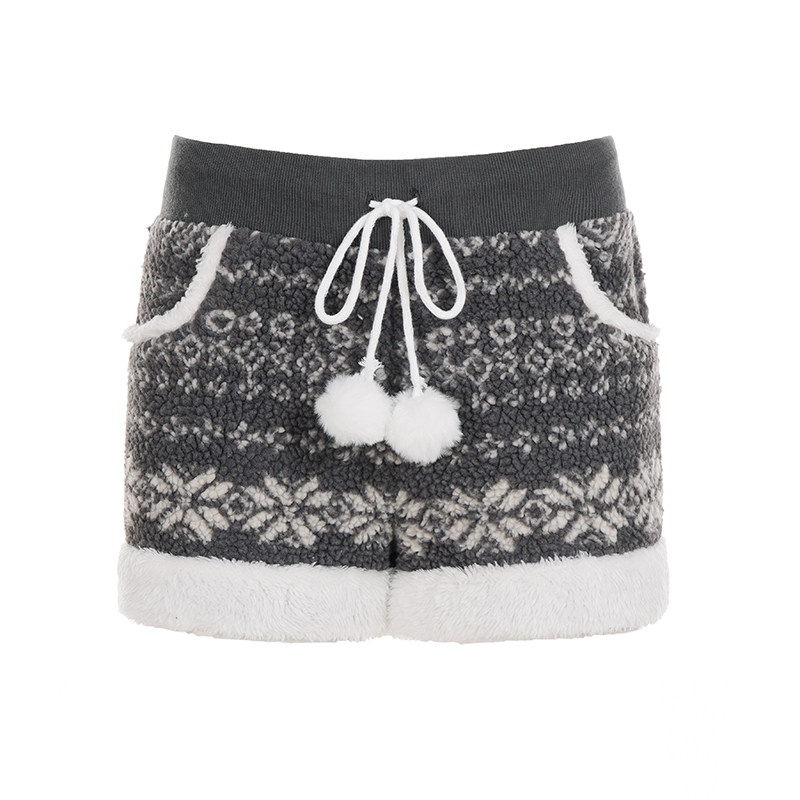 eilove北欧女孩圣诞雪国摇粒绒短裤女亚文化毛球绑带针织裤打底裤,淘宝优惠券,粉丝福利购,淘宝优惠卷