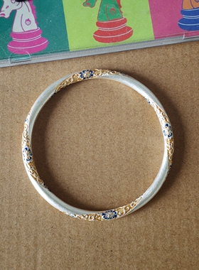 新中式蓝花珐琅复古手镯不掉色