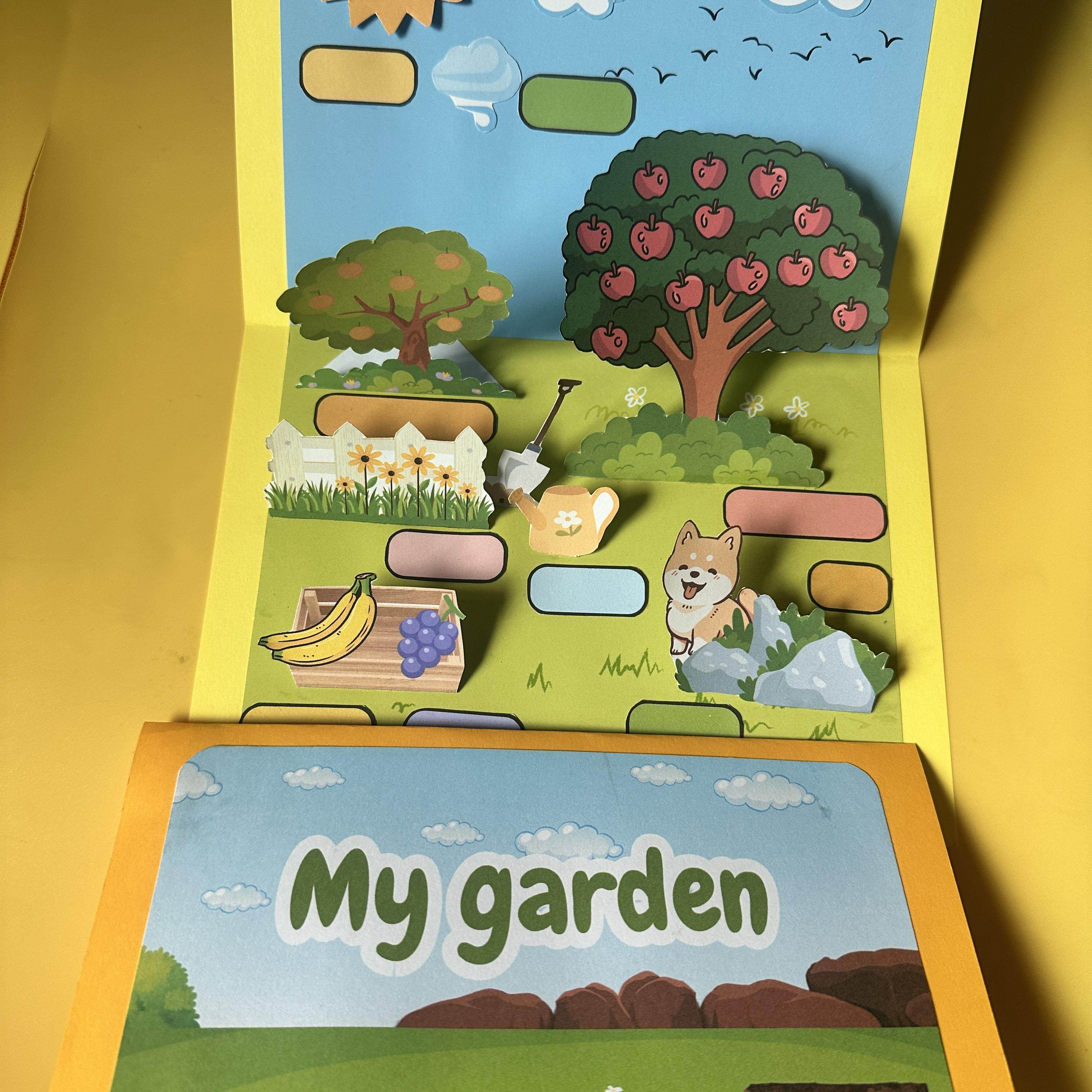 原创新版三上Unit4我的花园立体书英语创意作业素材教具PDF电子档 - 图3