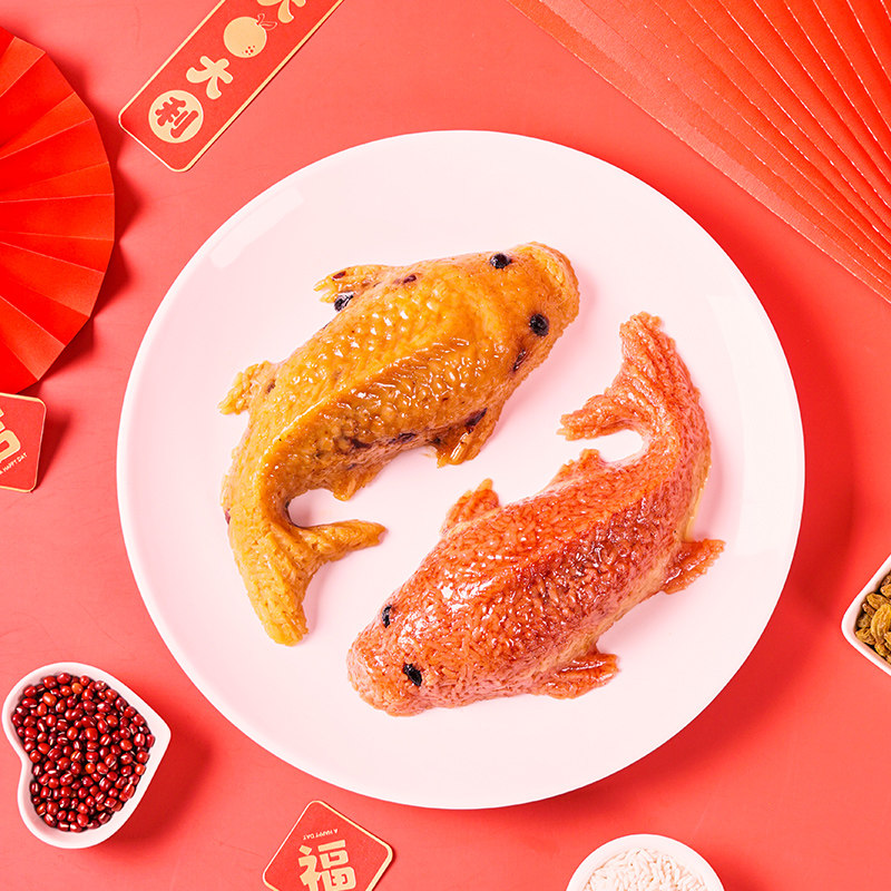 浙江特产八宝饭年年有鱼糯米饭400g甜豆沙方便速食早餐年货婚宴菜,淘宝优惠券,粉丝福利购,淘宝优惠卷