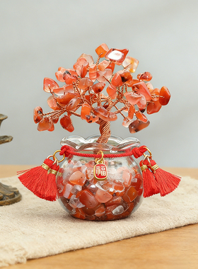 福袋天然水晶发财树摆件桌面装饰