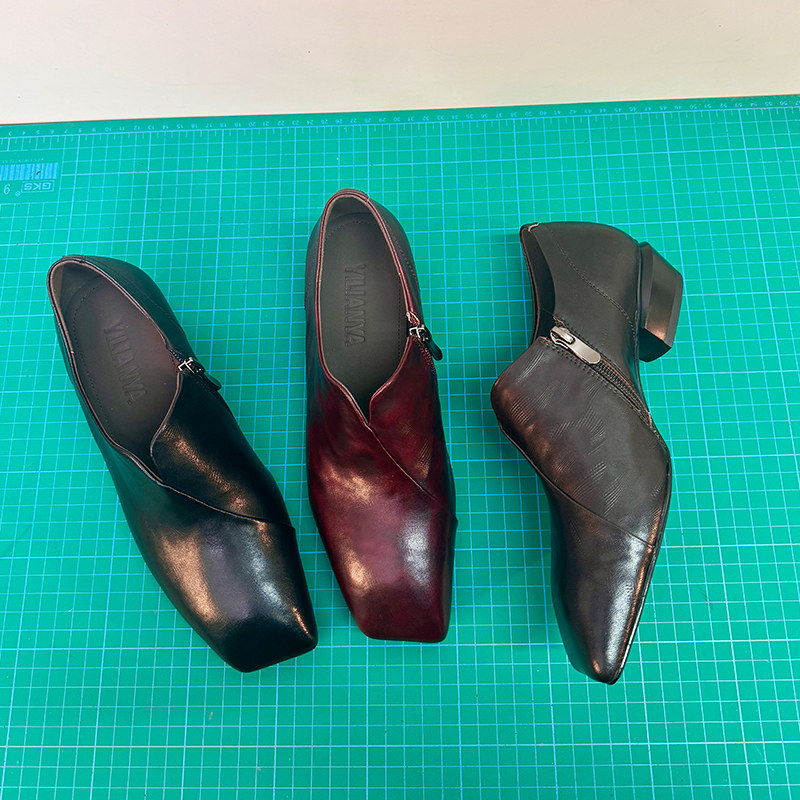 低跟深口真皮单鞋女大码2026春季新款复古通勤百搭增高方头小皮鞋,淘宝优惠券,粉丝福利购,淘宝优惠卷