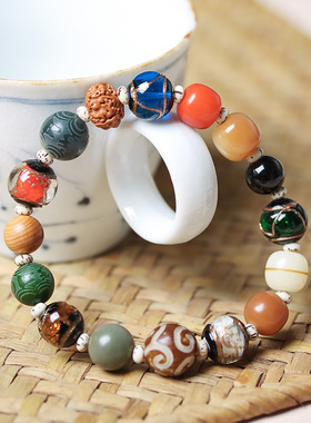 五行补水木金火土手链男女款香灰琉璃十八籽多宝手串菩提平衡手持