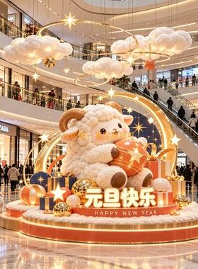 2027羊年吉祥物毛绒小羊打卡装置