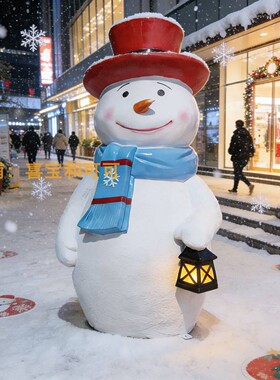 圣诞老人雪人玻璃钢雕塑摆件