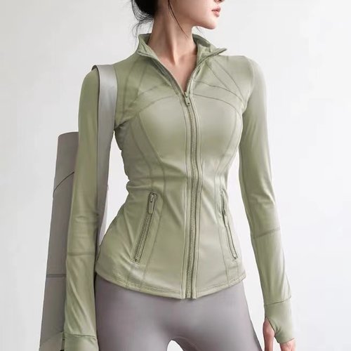 赵露思同款瑜伽服运动夹克外套女跑步显瘦立领拉链健身长袖秋冬 - 图1