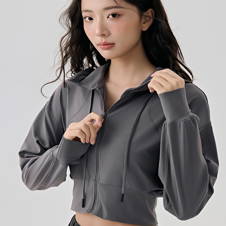2025新款运动外套女速干短款连帽拉链开衫跑步瑜伽服上衣健身服,淘宝优惠券,粉丝福利购,淘宝优惠卷