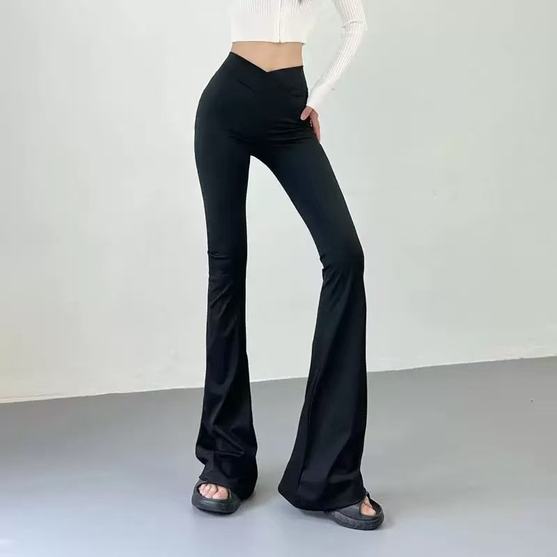 外贸欧美普拉提喇叭健身裤女蜜桃提臀裸感交叉腰紧身绝美微喇裤秋,淘宝优惠券,粉丝福利购,淘宝优惠卷