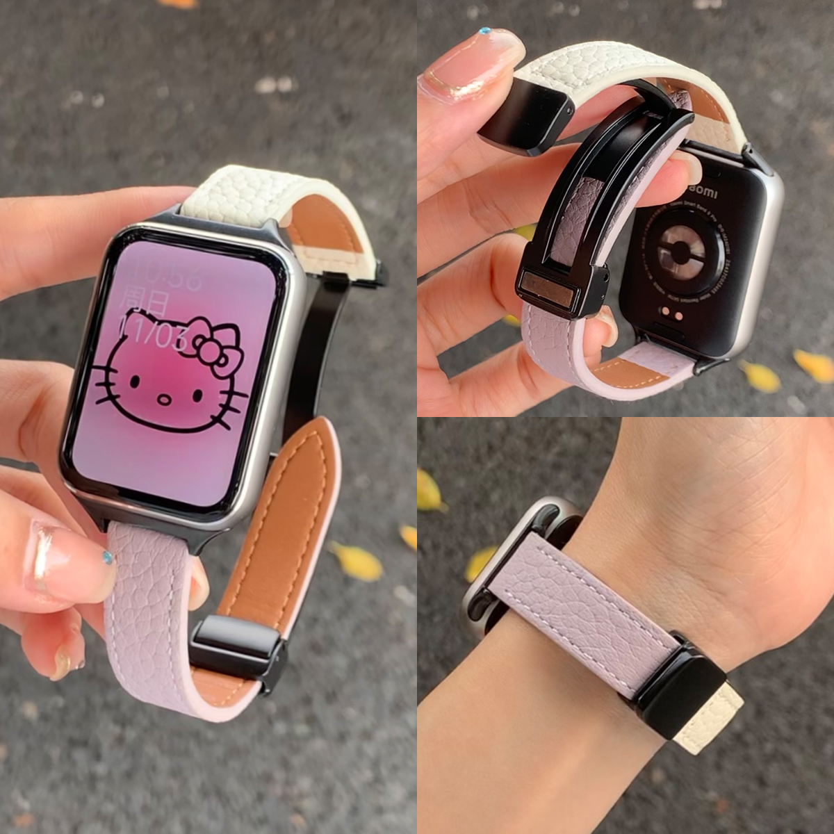 适用华为watch fit4手表带创意荔枝纹4pro新款智能运动腕表watchfit3手表链女生2腕带真皮高级感系列女款夏天 - 图0