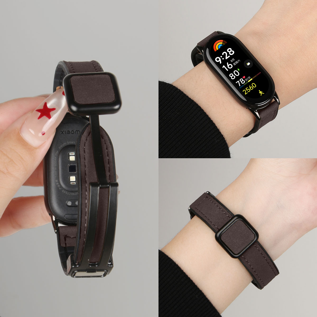 适用小米手环10手表带创意疯马皮9/8nfc版手表链高级感小众新款智能运动十代陶瓷版专用电子韩系秋冬系列女生 - 图2