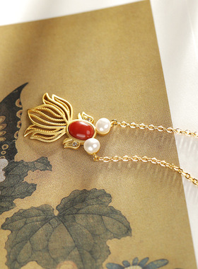 南红玛瑙珍珠鱼眼女款项链项坠