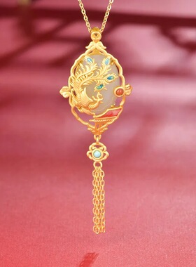 S925纯银镀金珐琅凤凰于飞吊坠