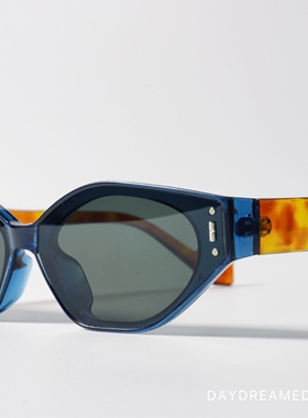 撞色设计UV400菱形小众太阳眼镜