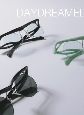 圆形小众薄荷绿悬浮设计太阳眼镜