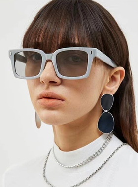 方形大框撞色太阳眼镜可配近视