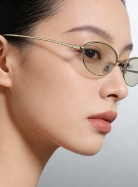 金属半框浅色UV400防蓝光太阳镜